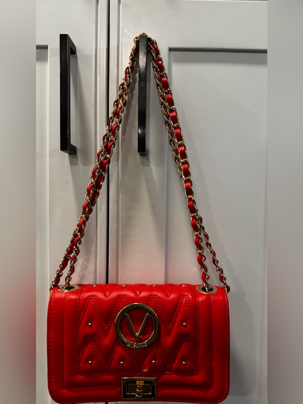 Valentino By MARIO Alice Diamond Quilted Flap Crossbody Bag in Coral